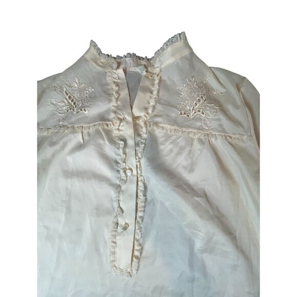 Vintage Raymodes Cream Nightgown Lace Embroidery Large Coquette Grandma Cottage - Picture 2 of 8